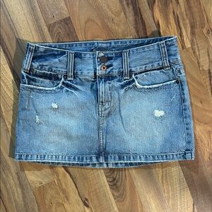 American Eagle Outfitters Distressed Blue Denim Mini Skirt